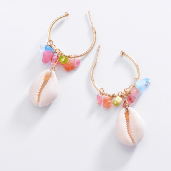 Seashell Drop Dangle Bead Earrings - Picture 3 of 6